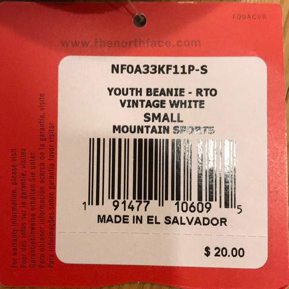 NWT North Face Fleece Youth Beanie Hat - Picture 3 of 3